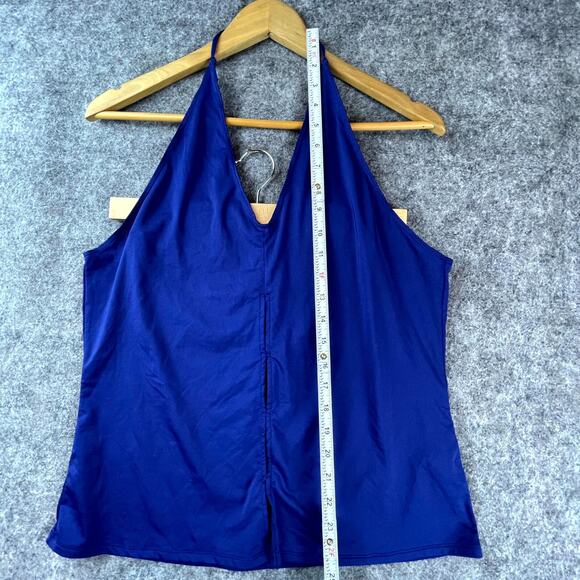 Fabletics Chiara Tank Top Womens Medium Blue Halter Keyhole Open Cowl Back - Picture 6 of 8